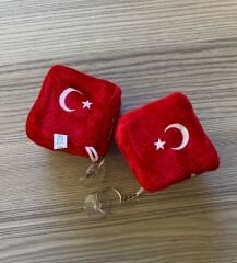 Türk Bayrağı Peluş Zar Vantuzlu (Çift)