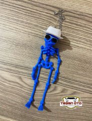Şapkalı İskelet Dikiz Aya Süsü Mavi