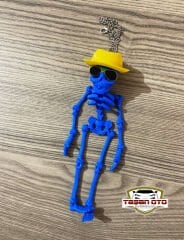 Şapkalı İskelet Dikiz Aya Süsü Mavi